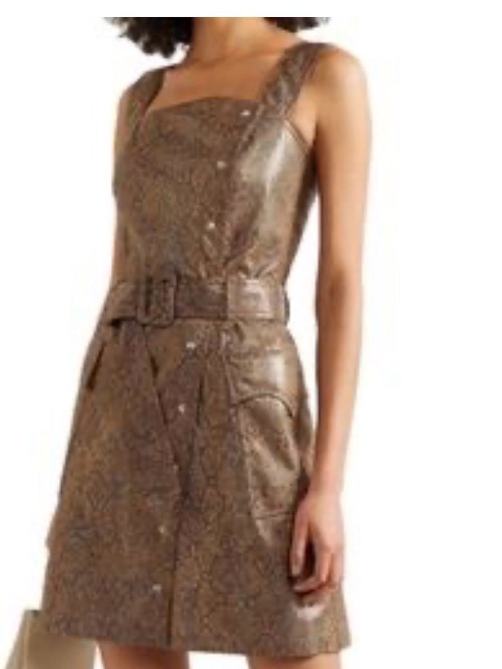 Nanushka Lorena Vegan Snake-Print Belted Mini Dress S